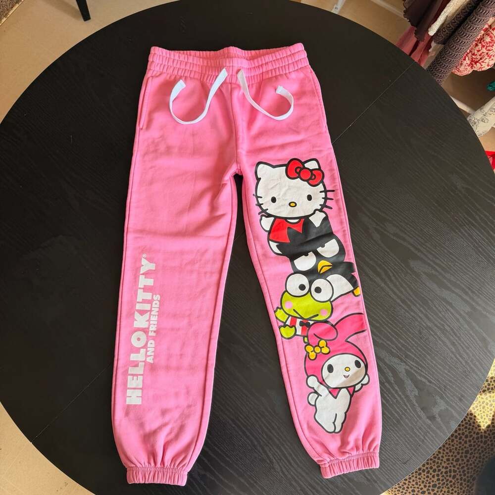 Hello Kitty And Friends Pink Graphic Jogger Sweatpants Size M (7-9)